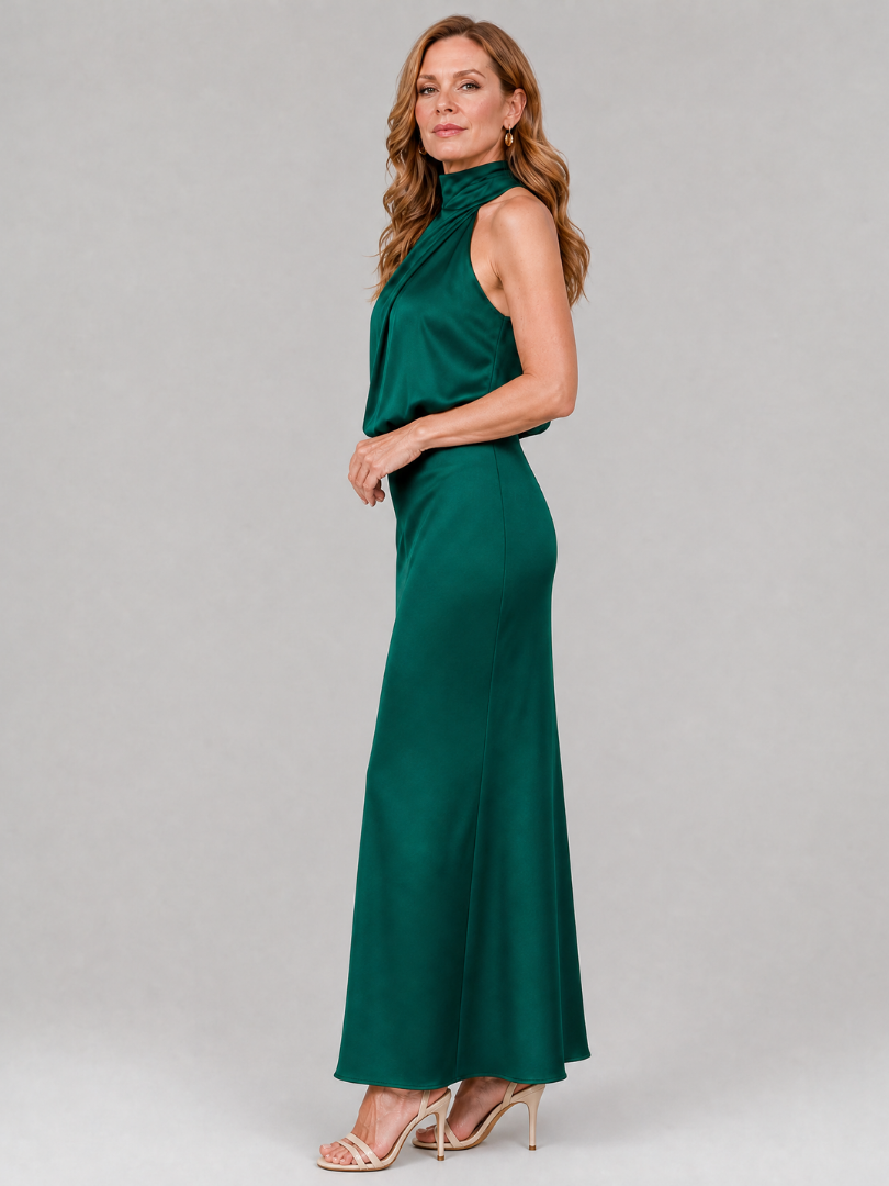 Nopal | Sleeveless Draped Neck Midi Dress | The Bellemont Sisters Australia