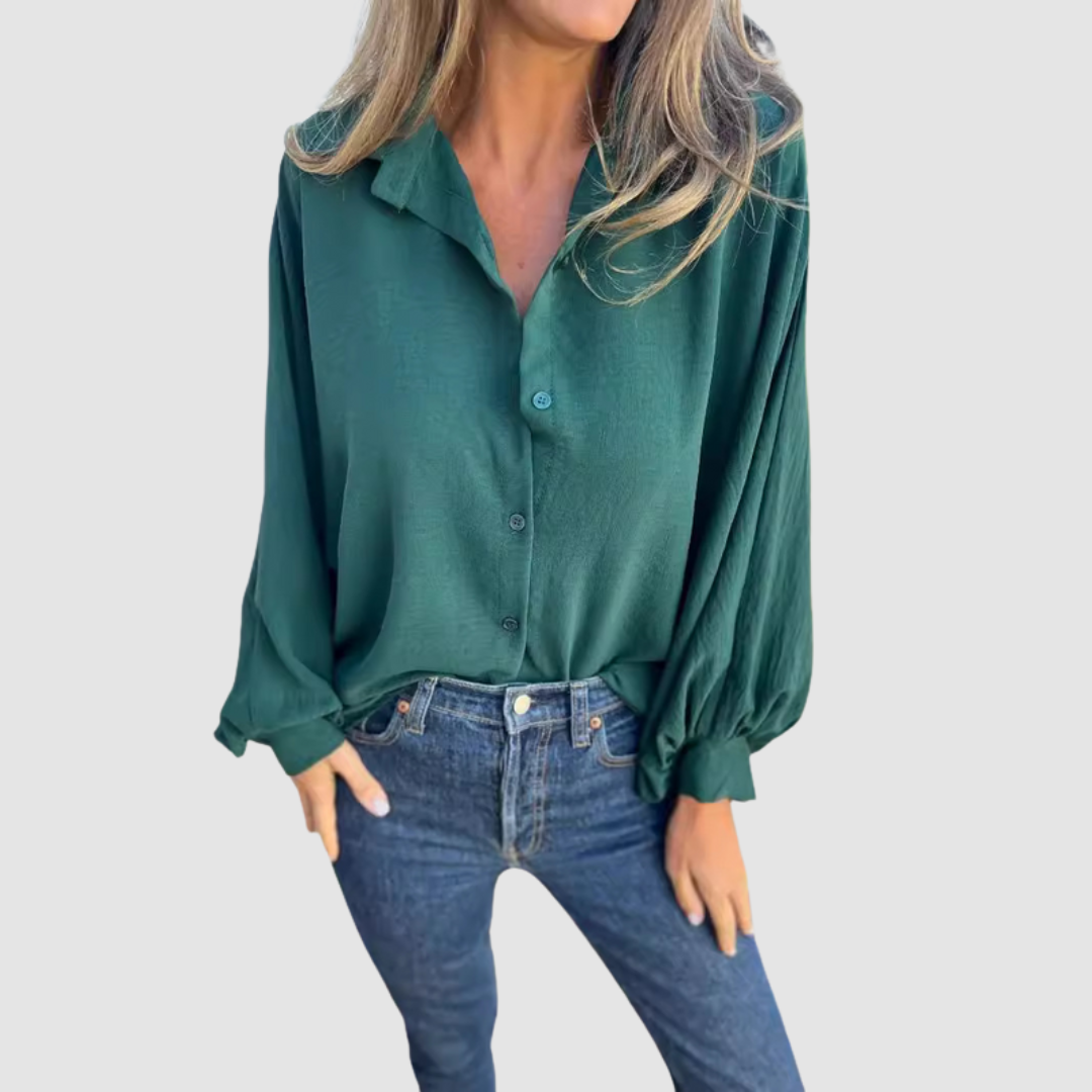 Liza™ Elegant Oversized Blouse – Green | The Bellemont Sisters Australia