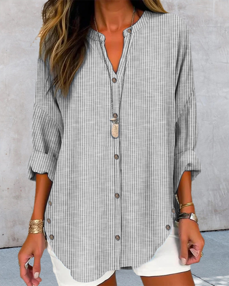Isabella | Women’s Relaed Striped Button Blouse | The Bellemont Sisters Australia