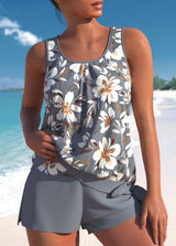 Megan - Relaxed Fit Leaf Swim Set – Gray | The Bellemont Sisters Australia
