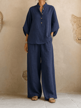 Maribel | Batwing Sleeves and Wide-Leg Pants – Navy Blue | The Bellemont Sisters Australia