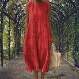 Kira | Elegant sleeveless dress with pockets – Red | The Bellemont Sisters Australia