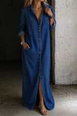 Delana | Button Down Dress – Dark Blue | The Bellemont Sisters Australia