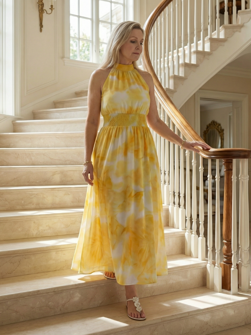 Sylin | Gathered Halter Midi Dress | The Bellemont Sisters Australia