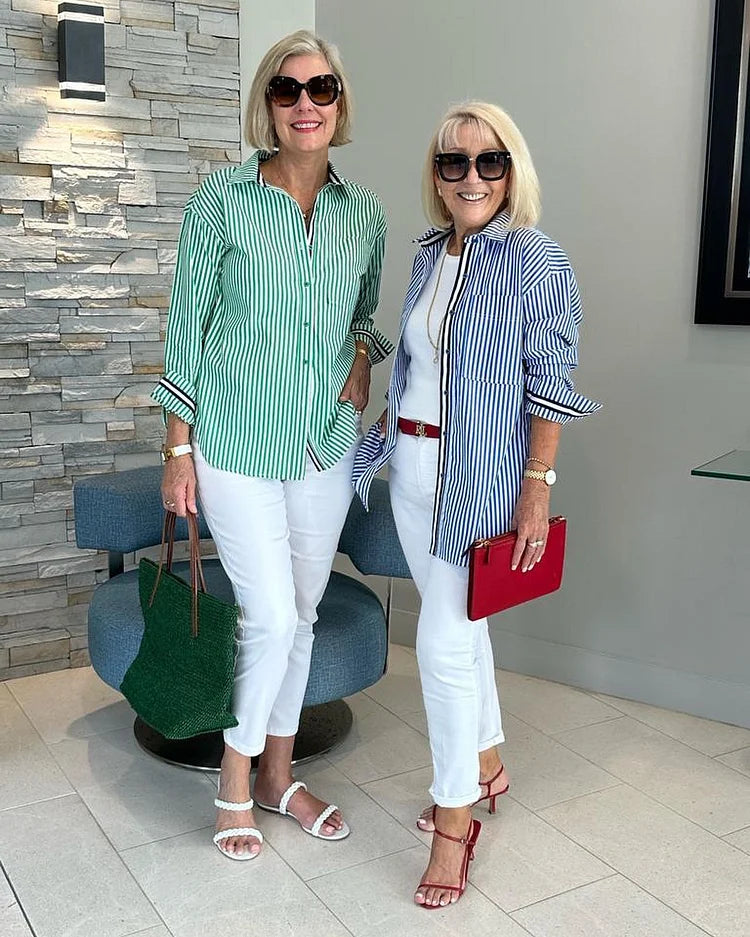 Jasmine | Women’s Classic Striped Button Shirt | The Bellemont Sisters Australia