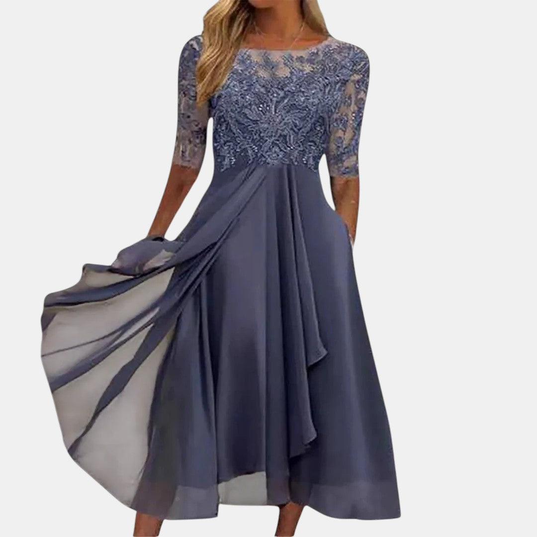 Rubi™ Elegant Lace Dress – Purple | The Bellemont Sisters Australia