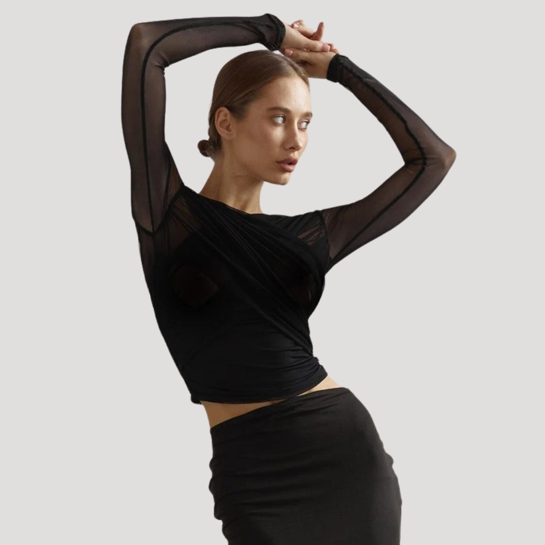Claire | Women’s Spring Sheer Wrap Long-Sleeve Top | The Bellemont Sisters Australia