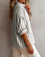 Deborah | Wide Striped Blouse with Collar | The Bellemont Sisters Australia