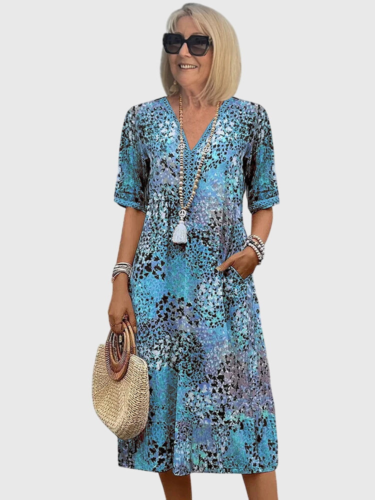 Bella | Elegant Floral Midi Dress – Ocean Blue (Almost sold out) | The Bellemont Sisters Australia