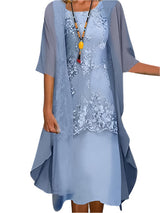 Caroline | Women Wedding Guest Dress Flowing Sheer Sleeve Midi Dress – Blue | The Bellemont Sisters Australia