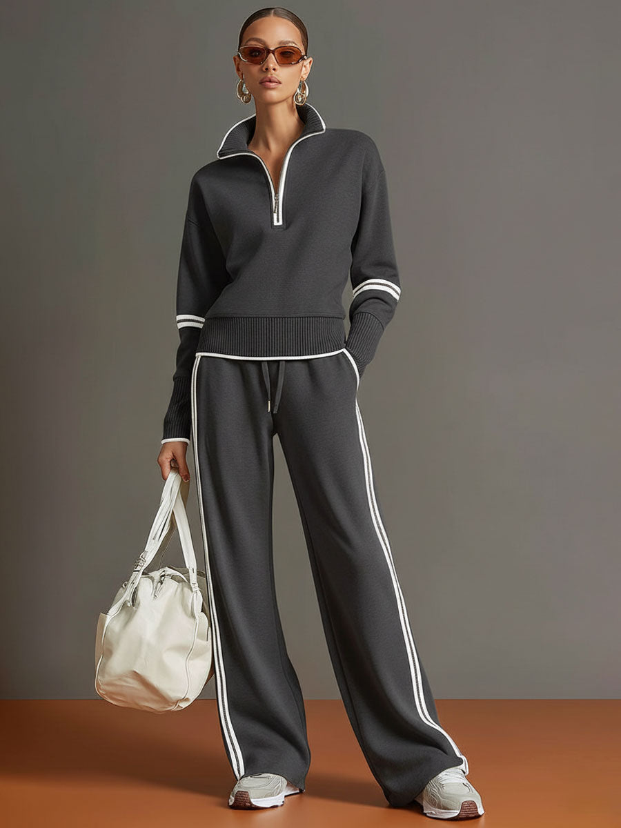 Marietta | Blouse and Wide-leg Pants – Dark Gray | The Bellemont Sisters Australia