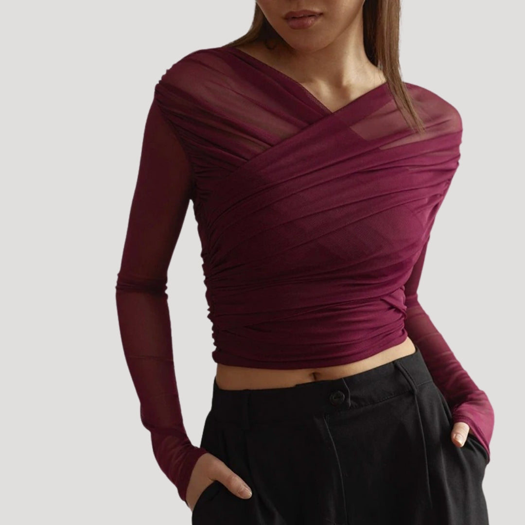 Claire | Women’s Spring Sheer Wrap Long-Sleeve Top | The Bellemont Sisters Australia