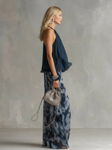 Ludovica | Stylish Navy Halter Top and Wide-Leg Printed Set | The Bellemont Sisters Australia