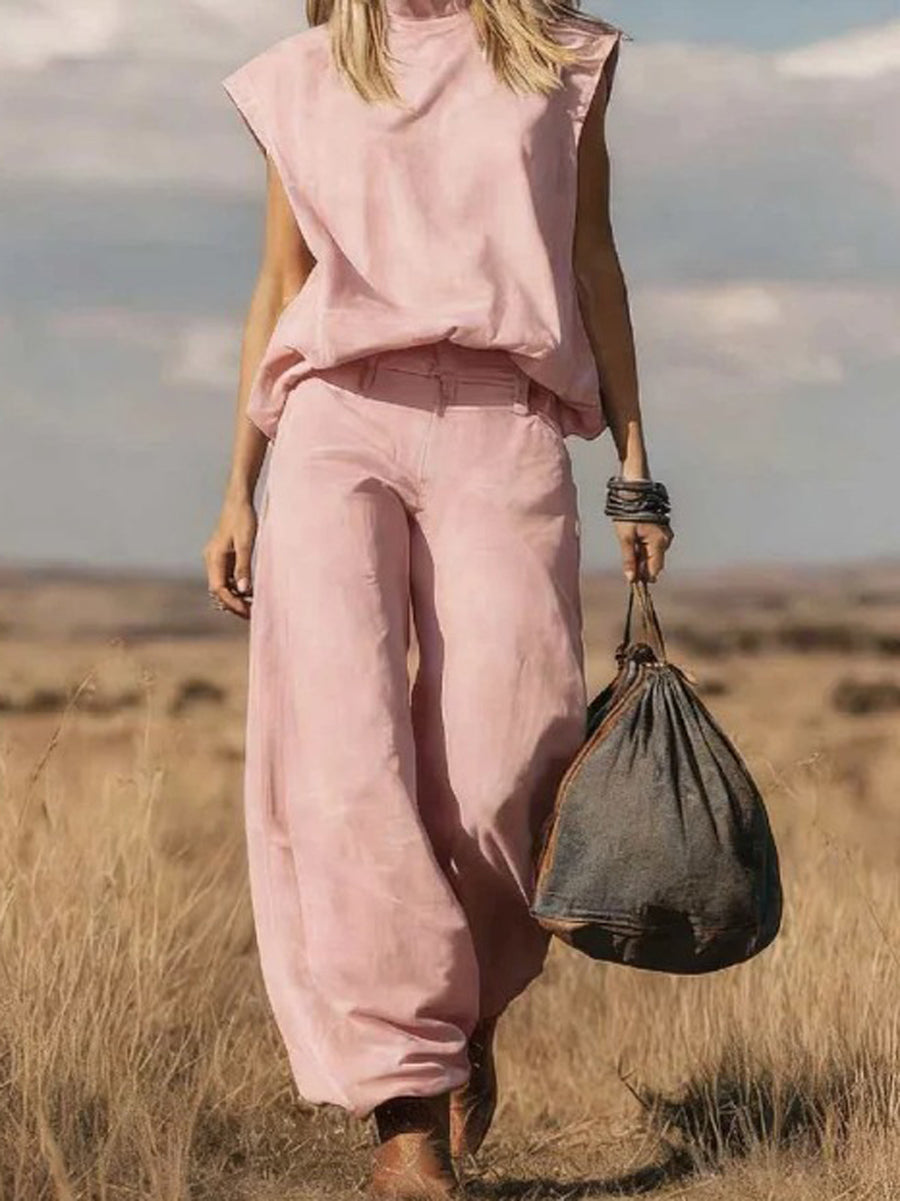 Ella | Loose Set with Wide Trousers – Pink | The Bellemont Sisters Australia