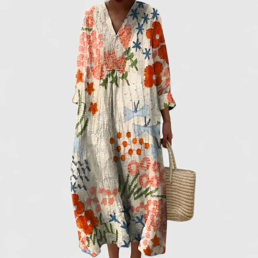 Graysynne | Comfortable Dress – Beige Floral | The Bellemont Sisters Australia
