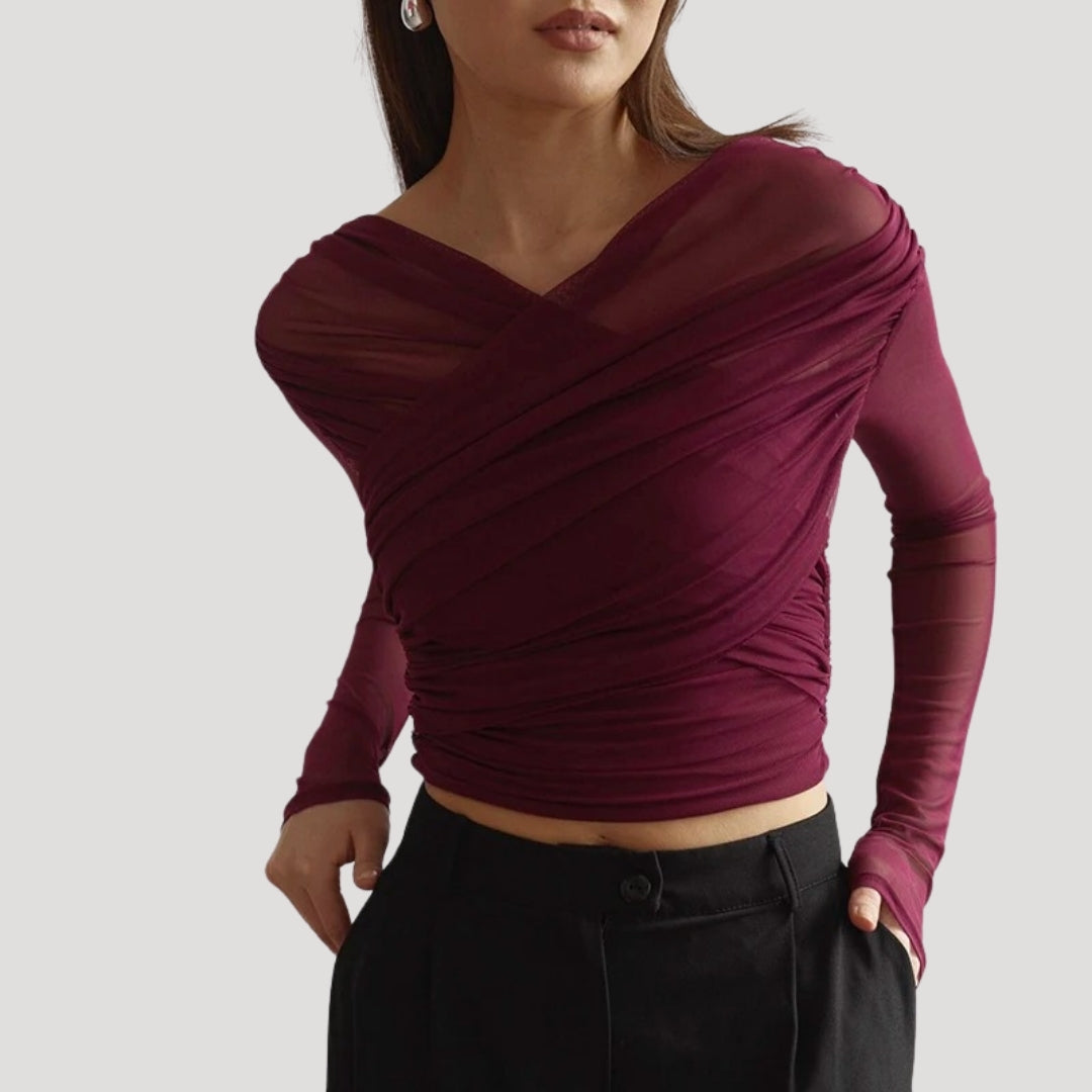 Claire | Women’s Spring Sheer Wrap Long-Sleeve Top | The Bellemont Sisters Australia