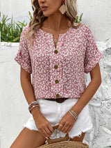 Katie | Women Summer Short Sleeve Button Top | The Bellemont Sisters Australia