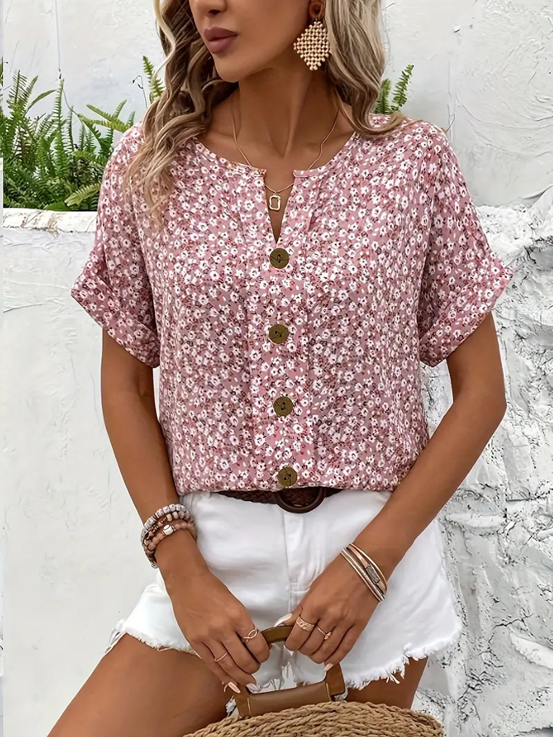 Katie | Women Summer Short Sleeve Button Top | The Bellemont Sisters Australia