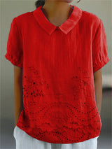 Lily | Floral Embroidered Shirt – Red | The Bellemont Sisters Australia