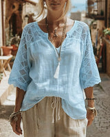 Cynthia | V-Neck Blouse with Lace Detail | The Bellemont Sisters Australia
