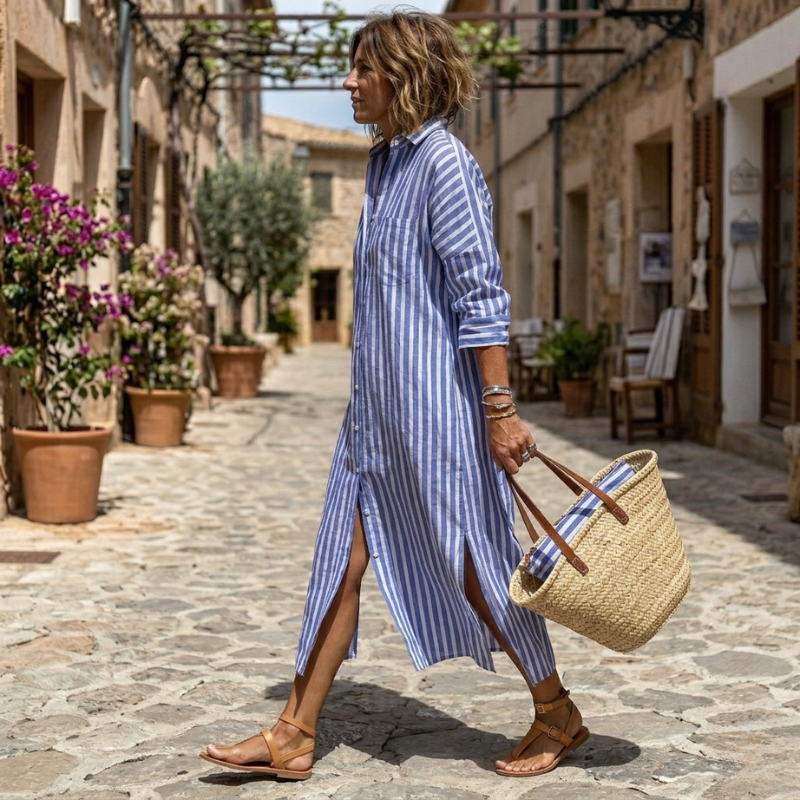 Nichole™ - Elegant Striped Summer Dress | The Bellemont Sisters Australia