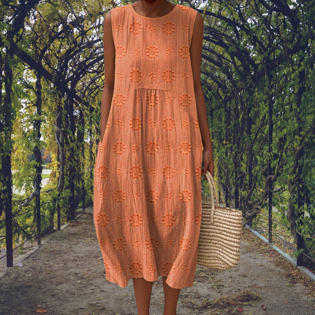 Kira | Elegant sleeveless dress with pockets – Orange | The Bellemont Sisters Australia