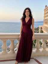 Lemar | Sleeveless Pleated V Neck Midi Dress | The Bellemont Sisters Australia