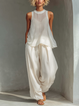 Kathleen | Airy Set with a Loose Blouse – Cream | The Bellemont Sisters Australia