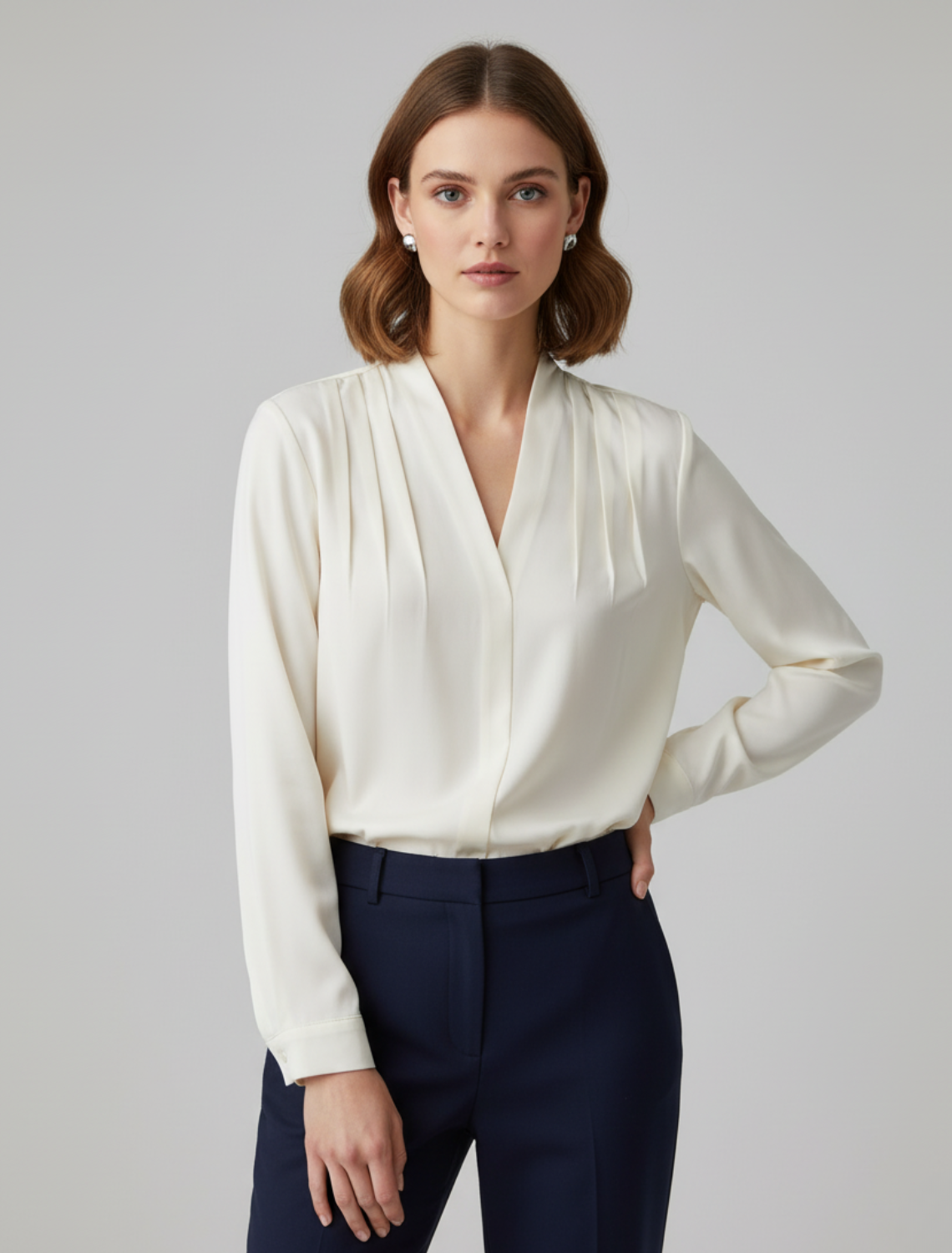 Sophia | Women’s Puff Sleeve Blouse Tailored Waist – Ivory | The Bellemont Sisters Australia
