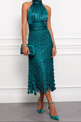 Celine | Elegant Midi Dress For Ceremonies – Dark Green | The Bellemont Sisters Australia