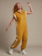 Lark | Zip Front Stripe Panel Jumpsuit – Yellow | The Bellemont Sisters Australia