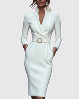 Claribel | Refined Midi Dress – White | The Bellemont Sisters Australia