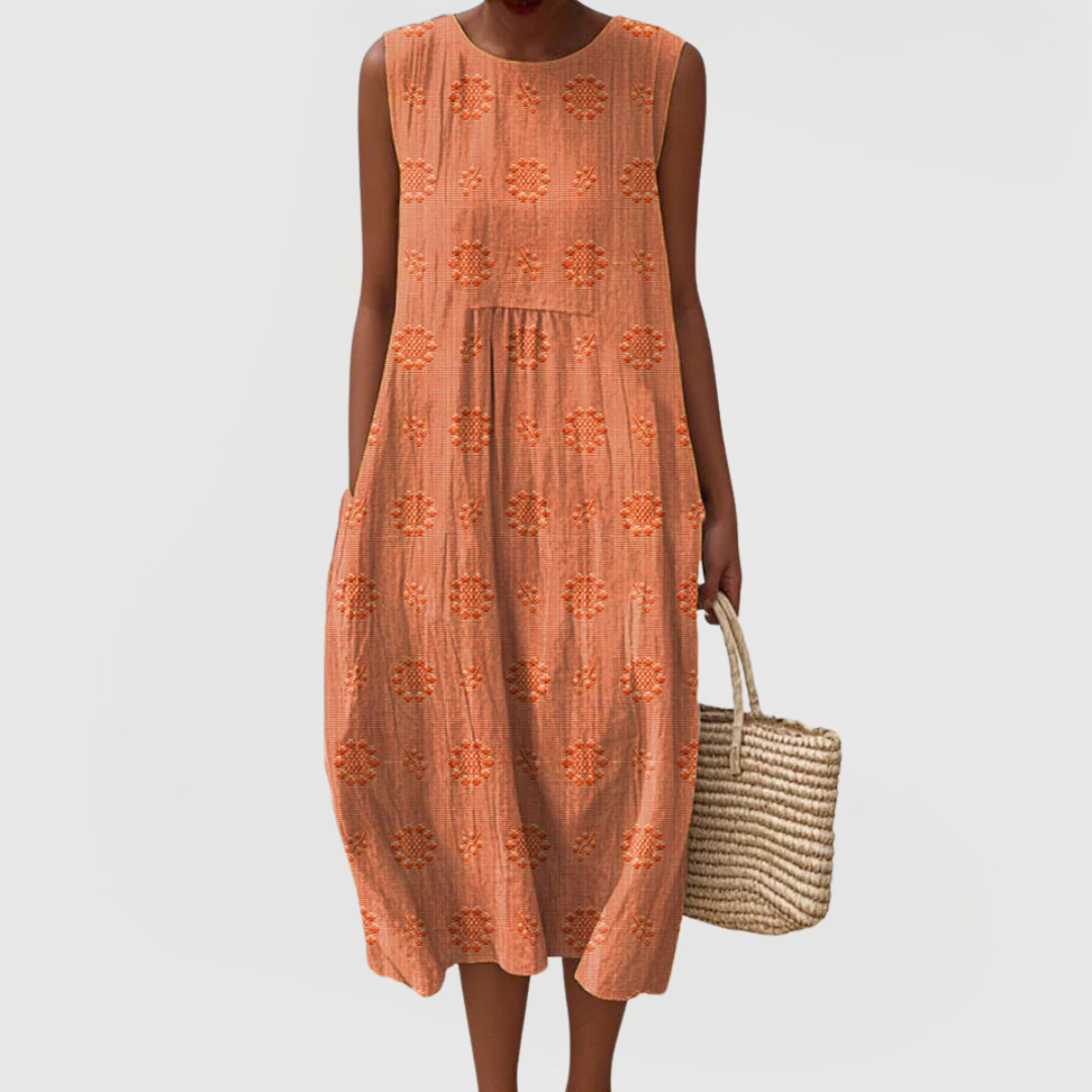 Teresa | Elegant Dress With Pockets – Orange, Yellow | The Bellemont Sisters Australia