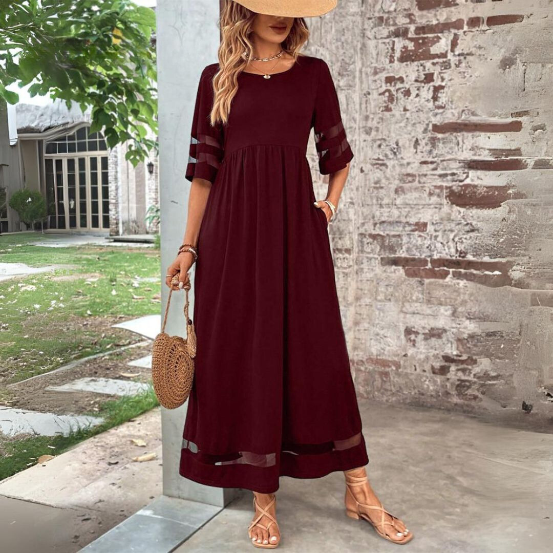 Aubrey™ | Flattering Tummy-Smoothing Midi Dress – Red | The Bellemont Sisters Australia