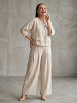 River | Layered Top Wide Leg Set – Beige | The Bellemont Sisters Australia