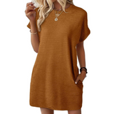 EVASHA™ – Casual Minimalist Round Neck Summer Dress – Dark Brown | The Bellemont Sisters Australia