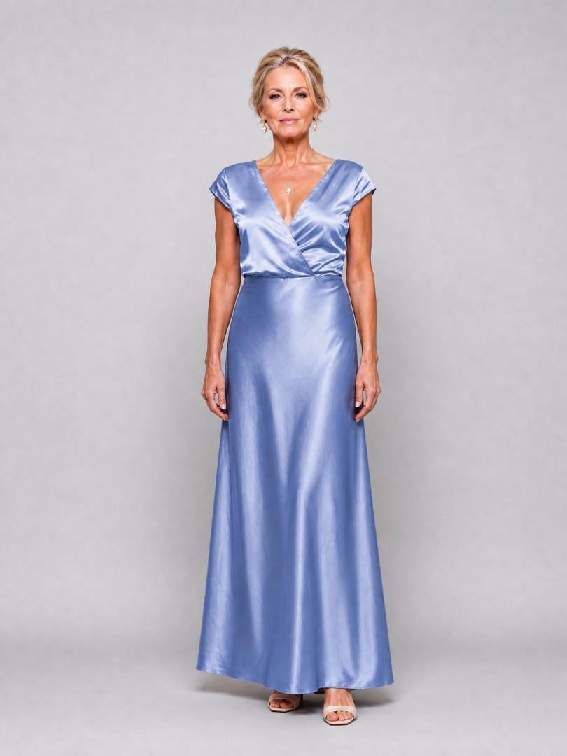 Samouse | Cap Sleeve Wrap Bodice Maxi Dress – Blue | The Bellemont Sisters Australia