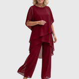 Linda | Suit with draped palazzo pants – Red | The Bellemont Sisters Australia