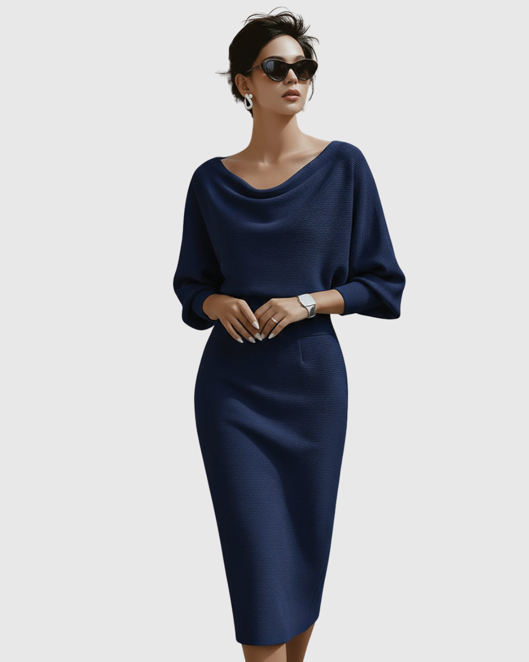 Ismeria | White Draped Batwing Midi Dress | The Bellemont Sisters Australia