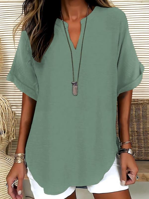Atasia - Soft-Touch Notched-Neck Blouse – Light Green | The Bellemont Sisters Australia