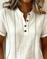 Linda | Casual Button V-Neck T-Shirt | The Bellemont Sisters Australia
