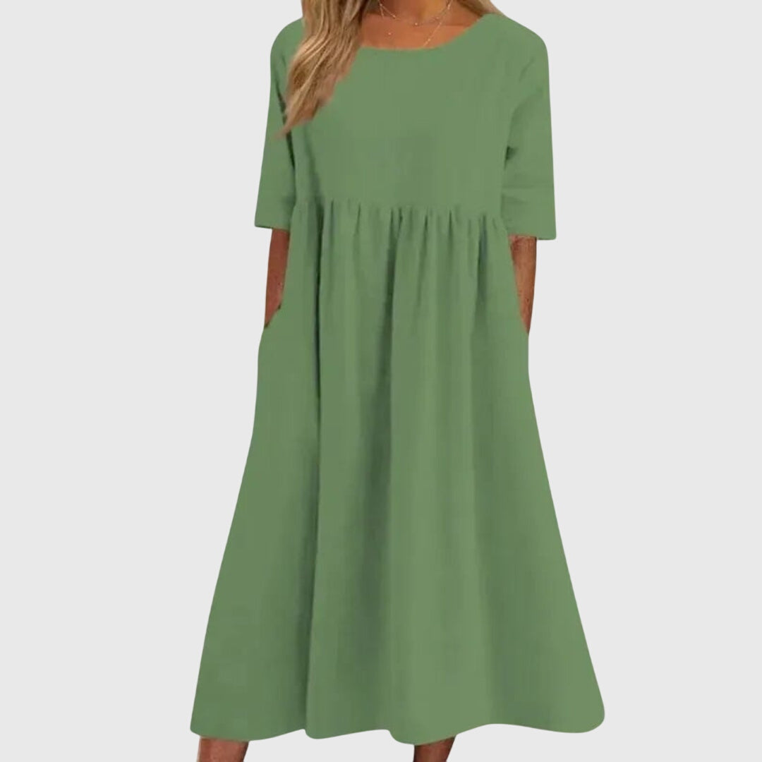 Haisley | Elegant Short-Sleeved Dress – Green | The Bellemont Sisters Australia