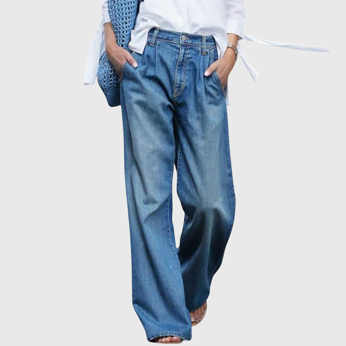 Ava - High-Quality Jeans With Wide Legs – Blue | The Bellemont Sisters Australia