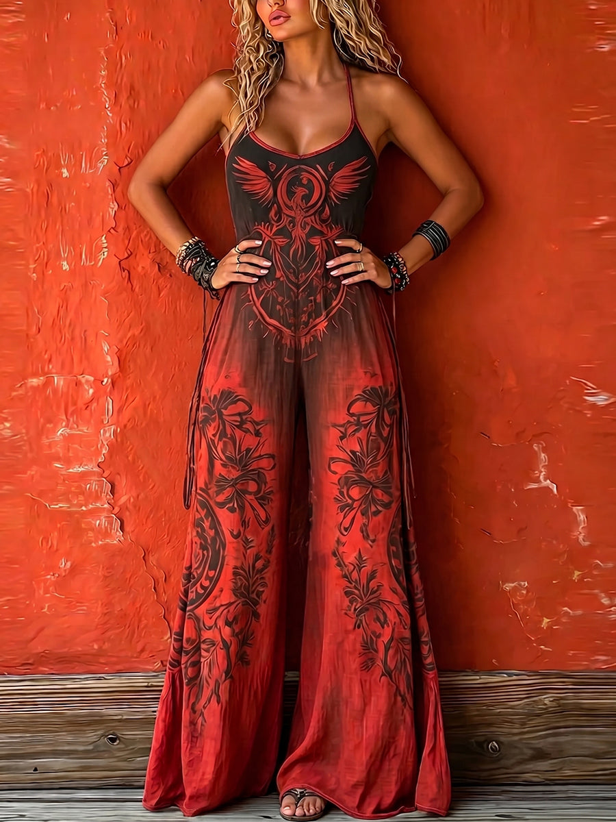 Bohemian-style Strappy Stretchy Jumpsuit – Red | The Bellemont Sisters Australia
