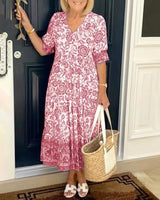 Candice | Graceful V-Neck Floral – Pink | The Bellemont Sisters Australia