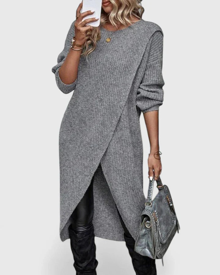 Zarymelle | Elegant Sweater Dress – Gray | The Bellemont Sisters Australia