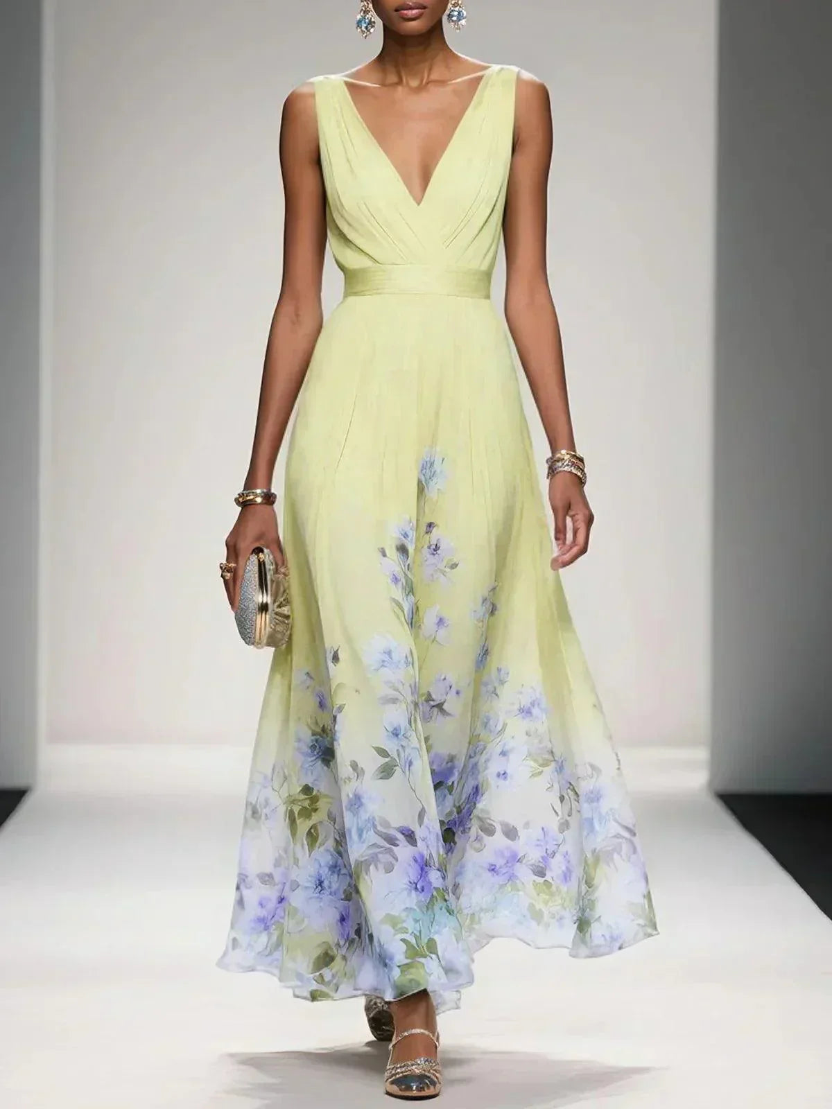 Isabella | Women's Floral Print Wedding Guest Dress – Yellow | The Bellemont Sisters Australia