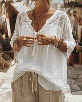 Cynthia | V-Neck Blouse with Lace Detail | The Bellemont Sisters Australia