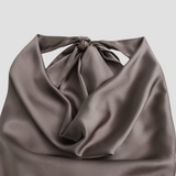 Jenny | Women’s Halter Back Tie Draped Satin Tanks | The Bellemont Sisters Australia