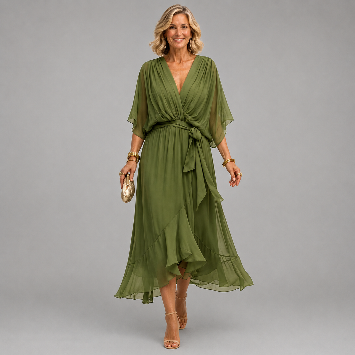Monica | V-neck dress – Orange | The Bellemont Sisters Australia